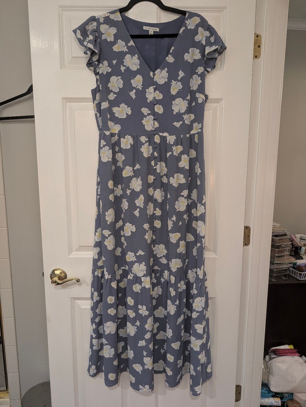 XL EUC Market & Spruce Periwinkle Blue Floral Maxi Dress